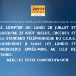 Modification exceptionnelle des horaires d’accueil du CCAS